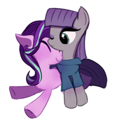 Size: 1024x1096 | Tagged: safe, artist:millioncookies, maud pie, starlight glimmer, earth pony, pony, g4, female, lesbian, shipping, simple background, starmaud, transparent background