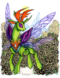 Size: 657x850 | Tagged: safe, artist:kiriska, thorax, changedling, changeling, g4, changeling king, flying, king thorax, male, solo