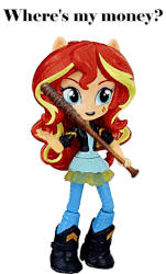 Size: 320x531 | Tagged: safe, artist:whatthehell!?, edit, sunset shimmer, equestria girls, g4, animated, boots, doll, equestria girls minis, eqventures of the minis, family guy, female, gif, irl, lucille, male, parody, photo, stewie griffin, toy