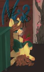 Size: 800x1280 | Tagged: safe, artist:laps-sp, oc, oc only, pony, unicorn, chest fluff, clothes, dumpster, female, mare, solo