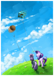 Size: 1120x1572 | Tagged: dead source, safe, artist:amazingbutterfingers, maud pie, starlight glimmer, earth pony, pony, g4, rock solid friendship, kite, that pony sure does love kites