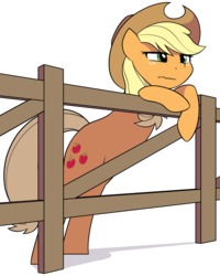 Size: 2134x2672 | Tagged: dead source, safe, artist:furrgroup, applejack, earth pony, pony, g4, cowboy hat, female, fence, freckles, hat, high res, mare, simple background, solo, stetson, white background