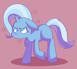 Size: 1886x1676 | Tagged: safe, artist:typhwosion, trixie, pony, unicorn, g4, cross-popping veins, female, mare, missing cutie mark, red background, simple background, solo