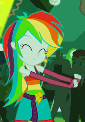 Size: 500x720 | Tagged: safe, screencap, captain planet, rainbow dash, teddy t. touchdown, tennis match, equestria girls, g4, my little pony equestria girls, animated, arm warmers, bowtie, cropped, cute, dancing, dashabetes, eyes closed, fall formal, fall formal outfits, female, gif, loop, rainbow dash always dresses in style, solo focus
