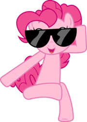 Size: 7000x9714 | Tagged: safe, artist:luckreza8, pinkie pie, earth pony, pony, g4, absurd resolution, female, fresh princess of friendship, looking at you, mare, parody, simple background, smiling, solo, sunglasses, the fresh prince of bel-air, transparent background, vector