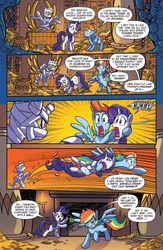 Size: 900x1384 | Tagged: safe, artist:tonyfleecs, idw, official comic, rainbow dash, rarity, pegasus, pony, undead, unicorn, from the shadows, g4, spoiler:comic, spoiler:comic53, comic, female, gold, mare, mummy, preview, speech bubble, treasure