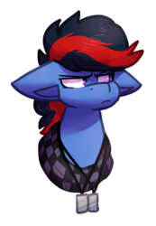 Size: 945x1369 | Tagged: safe, artist:crownedspade, oc, oc only, oc:dj scratchjack, pony, bust, floppy ears, male, portrait, simple background, solo, stallion, transparent background