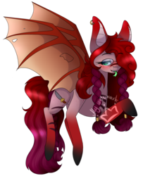 Size: 1470x1810 | Tagged: safe, artist:alithecat1989, oc, oc only, oc:zaro, bat pony, pony, blushing, female, glasses, mare, simple background, solo, tongue out, transparent background