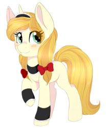 Size: 1192x1440 | Tagged: safe, artist:adostume, oc, oc only, oc:vive, pony, unicorn, bow, clothes, female, hair bow, looking at you, maid, mare, simple background, solo, transparent background