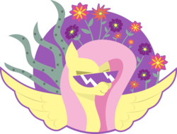 Size: 9647x7333 | Tagged: safe, artist:ducheved, fluttershy, pony, g4, absurd resolution, female, flower, flower in hair, simple background, solo, sunglasses, transparent background, vector