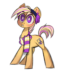 Size: 670x801 | Tagged: safe, artist:kapusha-blr, oc, oc only, earth pony, pony, blushing, clothes, earmuffs, scarf, simple background, solo, white background
