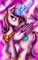 Size: 1024x1588 | Tagged: safe, artist:ebonyinkstone, princess cadance, alicorn, pony, g4, female, magic, mare, signature, solo