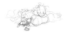 Size: 1600x733 | Tagged: safe, artist:celestiawept, oc, oc only, pony, family, foal, monochrome, sketch, sleeping, trio