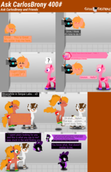 Size: 5754x8865 | Tagged: safe, artist:carloscreations, oc, oc only, oc:carlosbrony, oc:cipcy, oc:drive, oc:felicity, oc:strike, oc:terra, pony, absurd resolution, askcarlosbrony&friends, gradient background, tumblr, vector