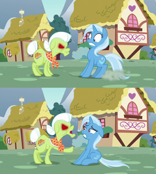 Size: 1280x1428 | Tagged: safe, screencap, granny smith, trixie, earth pony, pony, all bottled up, g4, anger magic, magic, red eyes