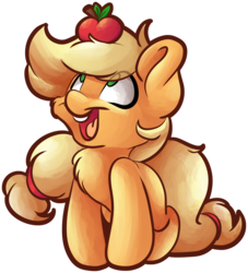 Size: 4196x4629 | Tagged: safe, artist:cutepencilcase, applejack, earth pony, pony, g4, absurd resolution, apple, chest fluff, cute, female, food, jackabetes, missing accessory, simple background, solo, that pony sure does love apples, transparent background