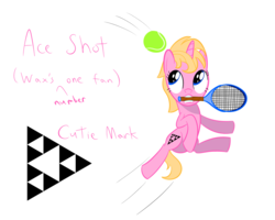 Size: 1000x800 | Tagged: safe, artist:mightyshockwave, oc, oc only, oc:ace shot, pony, female, filly, leaping, sierpinski triangle, simple background, solo, tennis, tennis ball, tennis racket