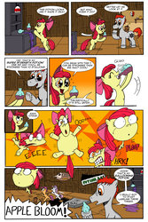 Size: 1024x1536 | Tagged: safe, artist:cartoon-eric, apple bloom, scootaloo, sweetie belle, oc, oc:fritz, oc:gear loose, comic:cmc and gear loose, g4, apple bloon, bone, cameo, comic, cutie mark crusaders, inflated head, inflation, phanto, potion, super mario bros., super mario bros. 2, swordfish