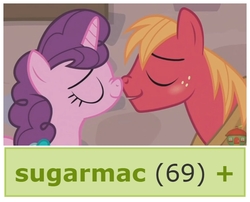 Size: 732x591 | Tagged: safe, big macintosh, sugar belle, derpibooru, g4, hard to say anything, my little pony: friendship is magic, 69 (number), boop, exploitable meme, female, kissing, male, meme, meta, nose wrinkle, noseboop, ship:sugarmac, shipping, straight, tags, text