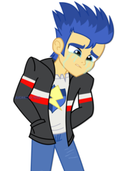 Size: 1600x2263 | Tagged: safe, artist:jucamovi1992, flash sentry, equestria girls, g4, my little pony equestria girls: friendship games, clothes, crying, jacket, male, pants, sad, shirt, simple background, solo, transparent background, vector