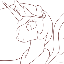 Size: 1000x1000 | Tagged: safe, artist:bennimarru, princess celestia, alicorn, pony, g4, female, monochrome, solo