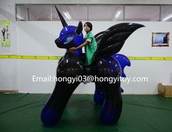 Size: 1181x900 | Tagged: safe, nightmare moon, alicorn, human, inflatable pony, pony, g4, bootleg, hongyi, humans riding ponies, inflatable, inflatable alicorn, irl, irl human, photo, riding, shiny