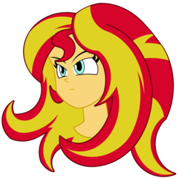 Size: 555x555 | Tagged: safe, artist:combatkaiser, sunset shimmer, equestria girls, g4, bust, female, simple background, solo, transparent background