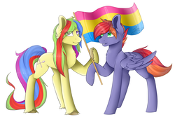 Size: 3000x2000 | Tagged: safe, oc, oc only, oc:ayvendil, pony, flag, high res, lgbt, pansexual, pansexual pride flag, pride, russian, simple background, white background
