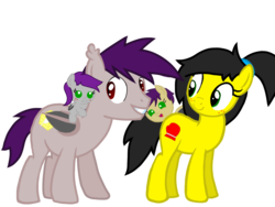 Size: 1066x800 | Tagged: safe, artist:toyminator900, derpibooru exclusive, oc, oc only, oc:coldfire (bat pony), oc:night fight, oc:night owl, oc:uppercute, bat pony, earth pony, pony, baby, baby pony, female, male, mare, oc x oc, shipping, simple background, stallion, straight, transparent background, uppercold