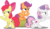 Size: 10982x6428 | Tagged: safe, artist:jhayarr23, apple bloom, scootaloo, sweetie belle, earth pony, pegasus, pony, unicorn, g4, hard to say anything, absurd resolution, bipedal, bow, charlie's angels, cutie mark, cutie mark crusaders, female, filly, hair bow, mare, serious, serious face, shimmering spectacles, simple background, the cmc's cutie marks, transparent background, trio, trio female, vector