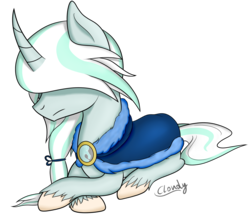 Size: 1417x1217 | Tagged: safe, artist:cloudy95, oc, oc only, oc:snow swirl, pony, unicorn, hair over one eye, male, prone, simple background, solo, stallion, transparent background