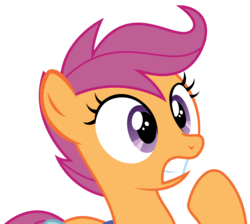Size: 3938x3525 | Tagged: safe, artist:sketchmcreations, scootaloo, pony, g4, parental glideance, female, high res, raised hoof, saddle bag, shocked, simple background, solo, transparent background, vector
