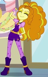 Size: 314x500 | Tagged: safe, screencap, adagio dazzle, equestria girls, g4, my little pony equestria girls: rainbow rocks, boots, clothes, cropped, cup, eyes closed, female, fingerless gloves, food, gloves, hand on hip, high heel boots, jewelry, necklace, pendant, solo, spikes, taco