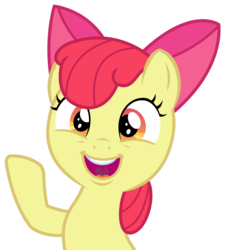 Size: 2444x2713 | Tagged: safe, artist:sketchmcreations, apple bloom, earth pony, pony, g4, hard to say anything, my little pony: friendship is magic, female, high res, open mouth, raised hoof, simple background, solo, transparent background, vector