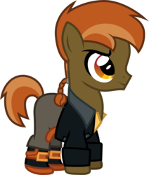 Size: 2001x2357 | Tagged: safe, artist:cloudy glow, button mash, earth pony, pony, g4, clothes, clothes swap, colt, cosplay, costume, crossover, disney, foal, high res, jim hawkins, male, simple background, smiling, solo, transparent background, treasure planet