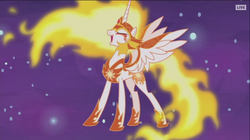 Size: 990x555 | Tagged: safe, screencap, daybreaker, alicorn, pony, a royal problem, g4, corrupted, dream, evil, evil laugh, female, mane of fire, mare, solo