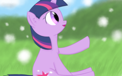Size: 1920x1200 | Tagged: safe, artist:ghost3641, twilight sparkle, pony, g4, cotton balls, cute, female, grass field, solo