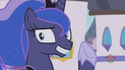 Size: 400x225 | Tagged: safe, screencap, fancypants, fleur-de-lis, princess luna, starlight glimmer, pony, a royal problem, g4, animated, carriage, forced smile, gif, smile and wave, smiling