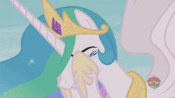 Size: 787x441 | Tagged: safe, screencap, princess celestia, alicorn, pony, a royal problem, g4, animated, crying, female, gif, mare, solo, spread wings, wings