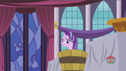 Size: 1131x638 | Tagged: safe, screencap, starlight glimmer, pony, unicorn, a royal problem, g4, basket, bucket, female, into the trash it goes, mare, out of context, sad, solo, trash, trash can
