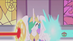 Size: 1280x720 | Tagged: safe, screencap, princess celestia, alicorn, pony, a royal problem, g4, blast, female, magic, magic blast, mare, solo