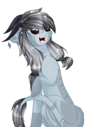 Size: 1664x2408 | Tagged: safe, artist:php146, oc, oc only, dracony, hybrid, pony, art trade, cute, eye clipping through hair, female, happy, mare, open mouth, raised hoof, simple background, smiling, solo, transparent background