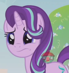 Size: 756x799 | Tagged: safe, screencap, starlight glimmer, pony, unicorn, a royal problem, g4, concerned, cropped, female, mare, solo, treehouse logo