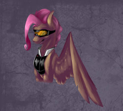 Size: 1024x922 | Tagged: safe, artist:finchina, fluttershy, pony, g4, bust, clothes, female, goggles, looking at something, looking away, open mouth, portrait, solo, spread wings, vest, wings
