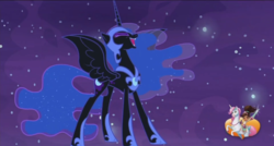 Size: 1366x732 | Tagged: safe, screencap, nightmare moon, pony, a royal problem, g4, corrupted, evil, female, mare, solo