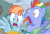 Size: 1382x928 | Tagged: safe, edit, edited screencap, screencap, bow hothoof, windy whistles, pegasus, pony, g4, parental glideance, animated, eye contact, female, gif, looking at each other, male, mare, open mouth, rainbow dash's parents, reaction image, ship:windyhoof, shocked, stallion