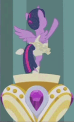Size: 265x435 | Tagged: safe, screencap, twilight sparkle, alicorn, pony, a royal problem, g4, ballerina, clothes, cropped, female, gif, hair bun, implied tail hole, leotard, mare, music box, non-animated gif, skirt, solo, tutu, twilarina, twilight sparkle (alicorn), twilight stalker, upskirt