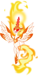Size: 3073x6000 | Tagged: safe, artist:orin331, daybreaker, alicorn, pony, a royal problem, g4, absurd resolution, evil, fangs, female, glowing eyes, glowing horn, horn, mane of fire, mare, open mouth, simple background, smiling, solo, spread wings, transparent background, vector, wings