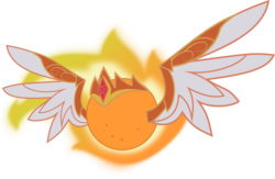 Size: 2816x1832 | Tagged: safe, artist:nstone53, daybreaker, pony, a royal problem, g4, crown, food, inanimate tf, jewelry, orange, orangified, regalia, simple background, solo, transformation, transparent background, vector, wat