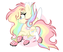 Size: 1200x1000 | Tagged: safe, artist:dreamyeevee, oc, oc only, oc:rainbow rush, pony, long mane, roller skates, simple background, solo, transparent background